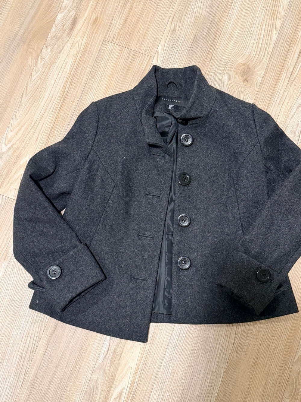 Apostrophe Dark Charcoal Girls' Peacoat Jacket